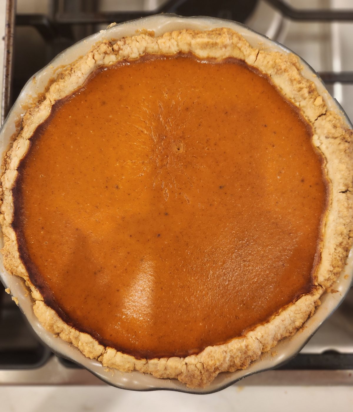 Homemade pumpkin pie baked by Lucy and Jessie